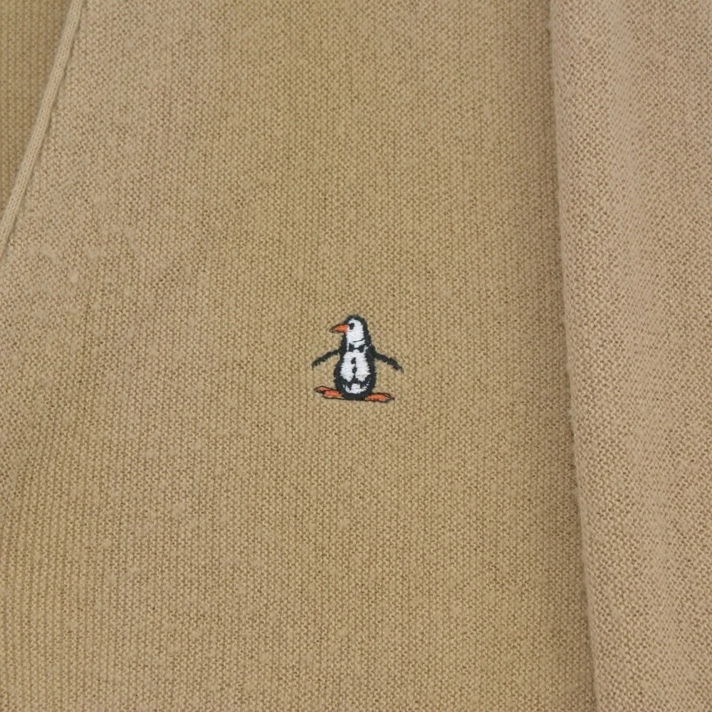 VTG 70s Munsingwear Grand Slam Penguin Cardigan 5-button Sweater Tan Acrylic M